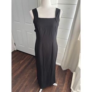 Spenser Jeremy Dress Women 4 Black 100% Silk Maxi Square Neck Formal Evening VTG